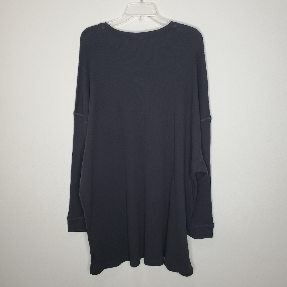 Free People Intimate Revolve Early Night Black Waffle Knit Oversized Thermal Top - Picture 6 of 11